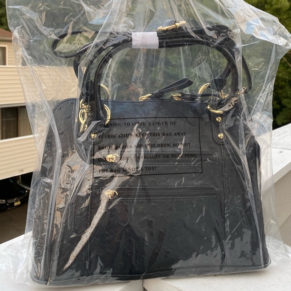 NWT  Ostrich-Embossed Dome Satchel - Picture 7 of 10